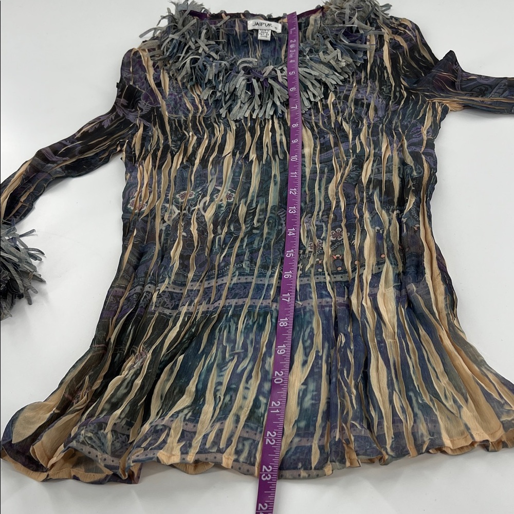 Vintage Y2K ruffle v neck Blue‎ stretch Women's Top - Picture 7 of 9